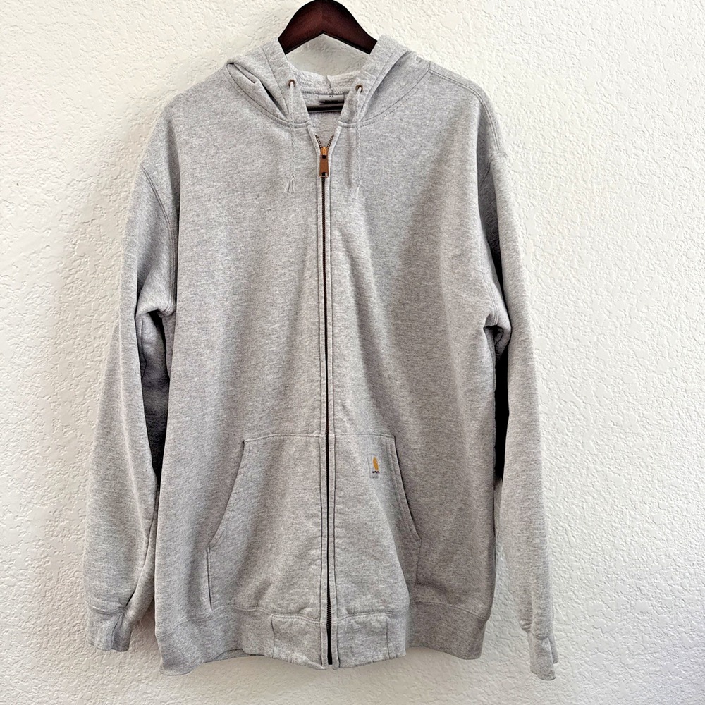 Carhartt K122 HGY Midweight Full Zip Hoodie Heather Gray Mens XL Sweatshirt
